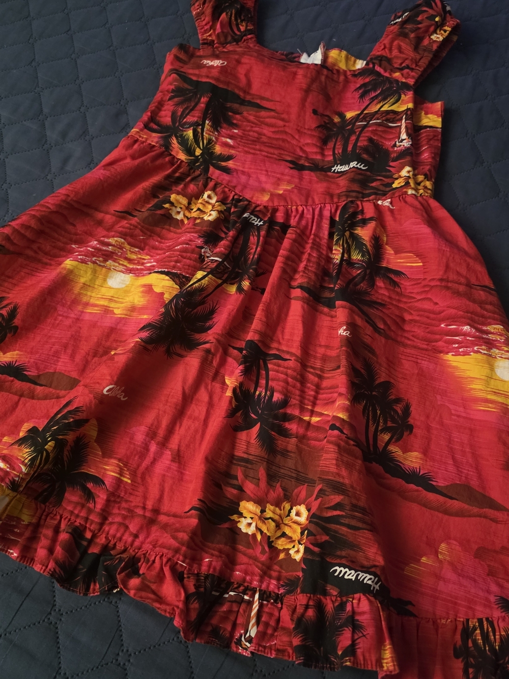 Girls' Red Hawiian Tropical Print Sundress Size 8